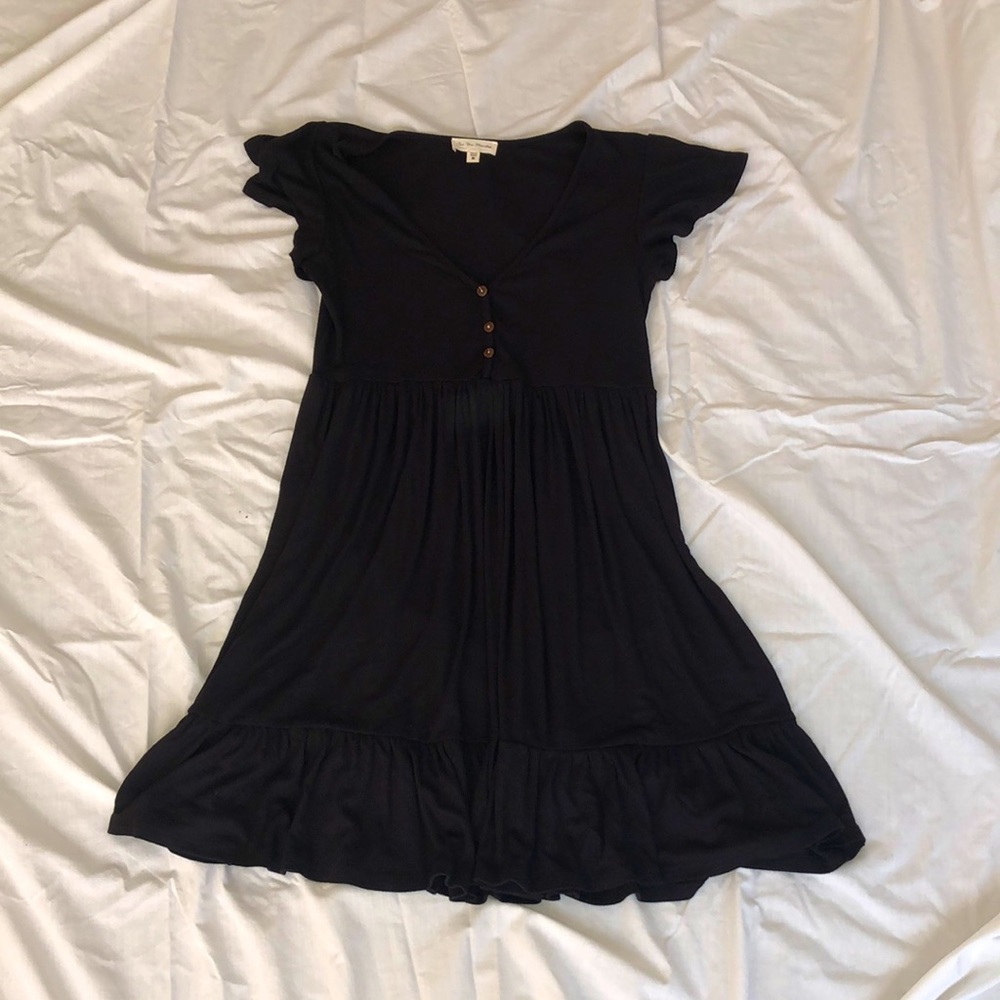 See You Monday Black Ruffled Swing Dress